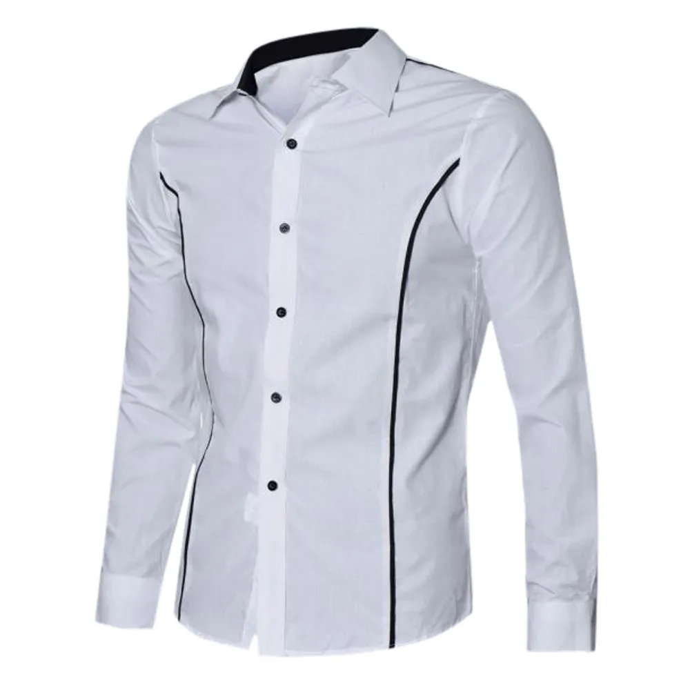 F Рубашка Chemise Homme, с длинным рукавом, на пуговицах, лето, осень, мужская повседневная одежда, облегающая, на каждый день, для мужчин, s, модные футболки, однотонный, хлопок, для пляжа C - Цвет: F