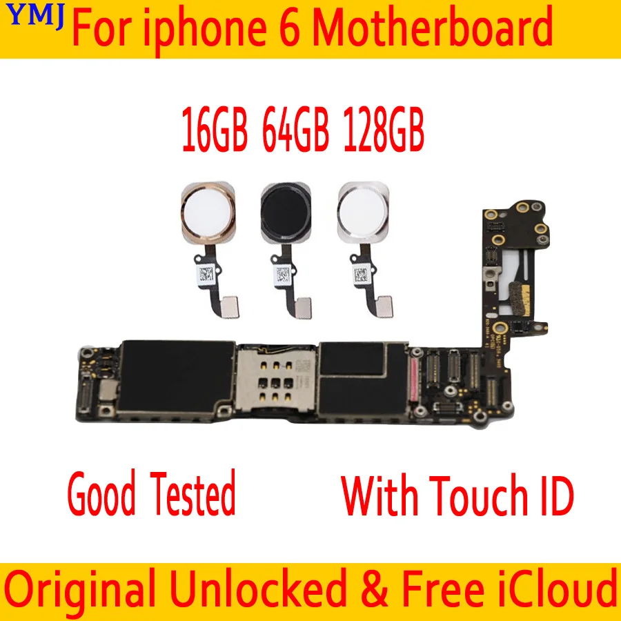 Заводская Разблокировка для iphone 6 материнская плата с сенсорным ID/без Touch ID, для iphone 6 материнская плата 16 Гб 64 Гб 128 ГБ
