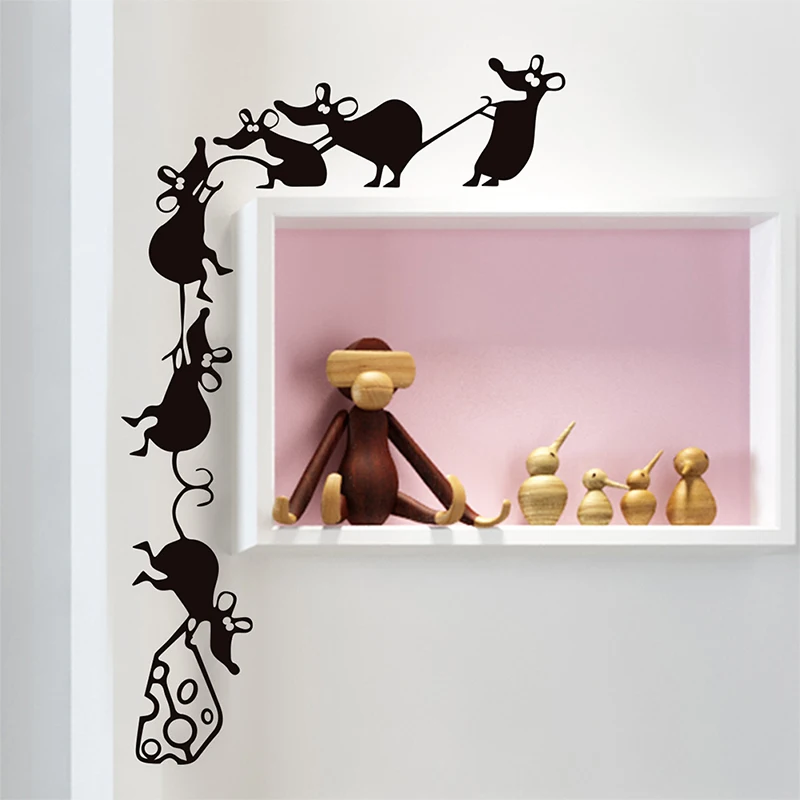 Sticker Design Wallpaper Funny Climbing Cheese Mouse PVC Wall House Art Deco Poster Living Room Home Decor Brand New | Дом и сад