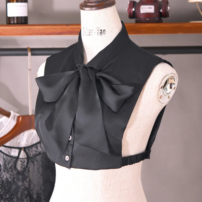 

Front Bowknots Fake Collar for Women Detachable Collars Lace False Collar Stand Woman Removable Half Shirt Detachable