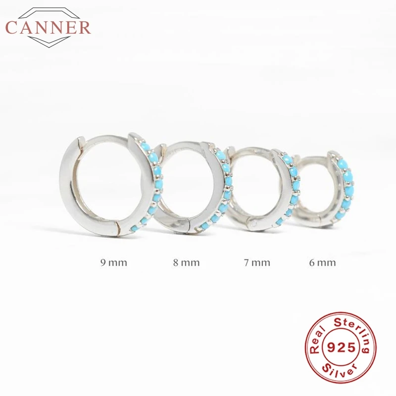 Женские серьги кольца CANNER из стерлингового серебра 925 пробы обручи с бирюзой и