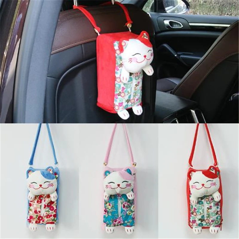 Автомобильный органайзер для салфеток с милой кошкой контейнер бумаги