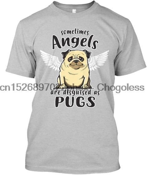 Футболка премиум класса с изображением ангела мопса-иногда ангелы замаскированы