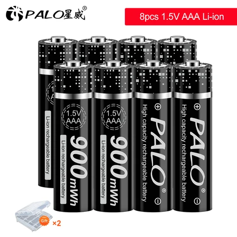 Литий-ионная батарея PALO 1,5 в AAA, перезаряжаемая батарея AAA, литий-ионная батарея 1,5 в, литиевые батареи AAA для часов, мышей, компьютеров, игрушек
