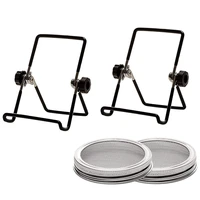 new sprouting jar mesh lids kit 4 pcs sprouting lids stainless steel screen 2 sprouting stands pack foldable adjustable