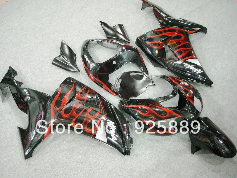 

Red Flame Black Body For KAWASAKI ZX10R 06 07 ZX 10R 06-07 ZX-10R 2006 2007 2006-2007 ABS Fairing Kit E046