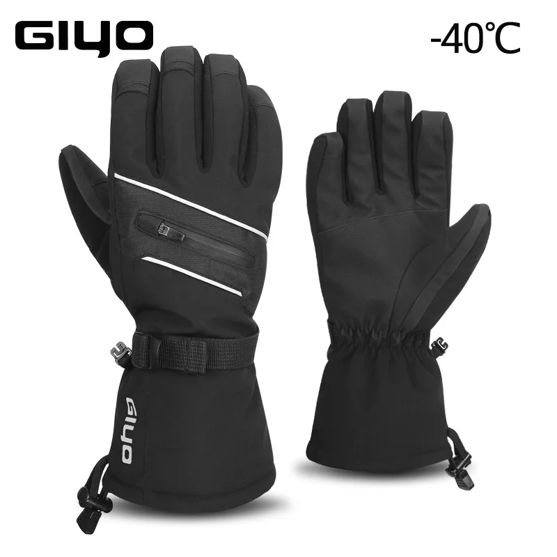 Мужские лыжные перчатки GIYO 40 ℃ теплые флисовые для катания на лыжах и сноуборде