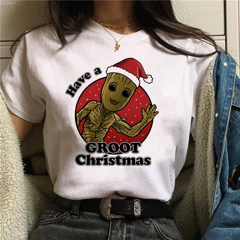 

2021The New T-shirt Cute Bady Groot Printed Top Tops women Tshirt Tee Harajuku Cropped Funny Fashion Vogue Cartoon Anime T Shirt