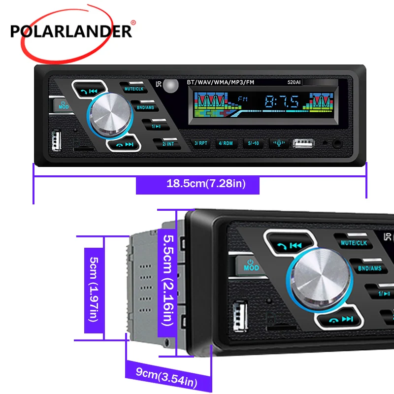 

Автомагнитола 1Din, Bluetooth 4,2, Авторадио, TF-карта/U-диск, 520AI, FM, мультимедийный стерео интерфейс AUX ISO, mp3-плеер 24 В, громкая связь