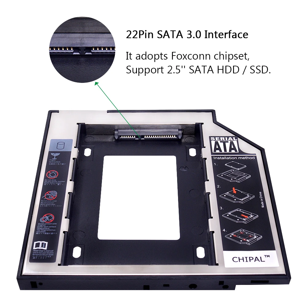 CHIPAL Универсальный SATA 3 0 второй HDD Caddy 9 5 мм для 2 &quotSSD корпус жесткого диска