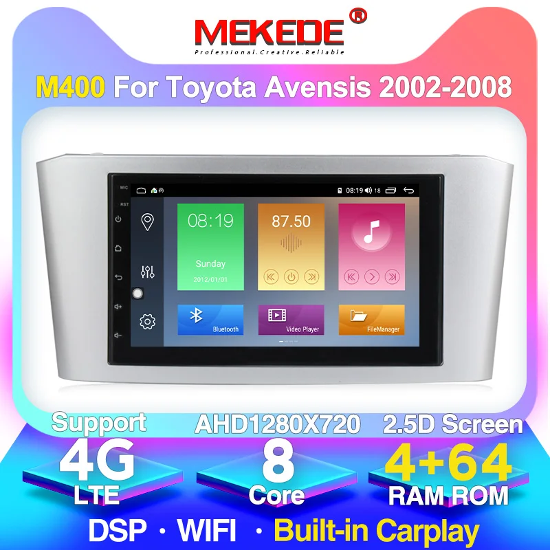 Автомагнитола 2DIN 7 дюймов Android 4G LTE для Toyota Avensis 2002 2008 GPS навигация DPS 2.5D Wi Fi 4 + 64 ГБ