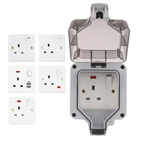ip66 uk standard suitable large plug waterproof outlet outdoor power socket wall switch socket with usb light