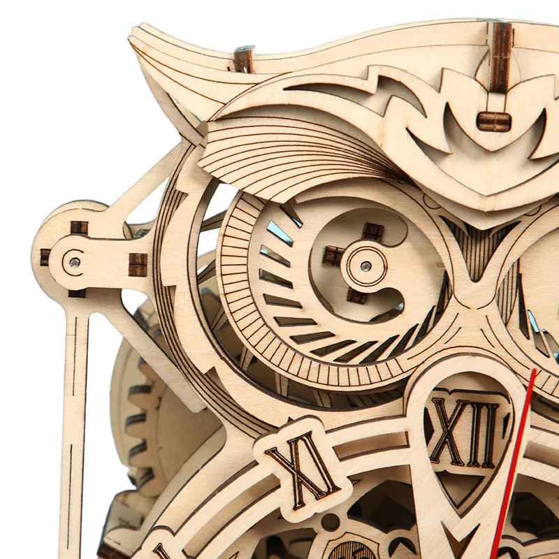 3D Деревянный пазл креативная самодельная Механическая Трансмиссия часы-сова