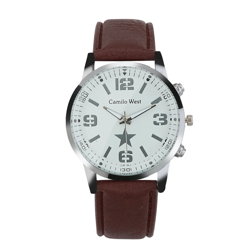 

New Fashion Watches Quartz Men's Watch Blue Glass Leather Belt Watch Men Wrist Watches Cheap Relogio Masculino Hot Sale