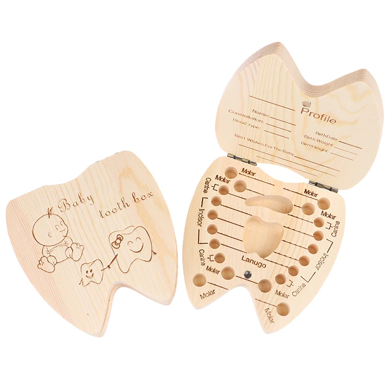 

1pc Baby Gift Wood Baby Girl Boy Tooth Organizer Boxes Save Deciduous Teeth Storage Keepsakes Collecting