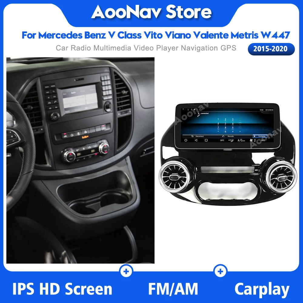 

car receiver radio For Mercedes Benz V Class Vito Viano Valente Metris W447 2015 2016 2016 2017 2018 2019 2020 Android System
