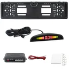 Светодиодный радар заднего хода для автомобиля, европейская Лицензионная система парковки с 3 ультразвуковыми датчиками на рамке Европейского номерного знака, новый список