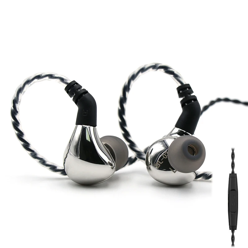 B Silver with Mic BLON BL-03 BL03 10 мм углеродные нанотрубки диафрагмы Динамический HIFI наушники опционально Tripowin C8 0,78 2Pin съемный кабель - Цвет: B Silver with Mic