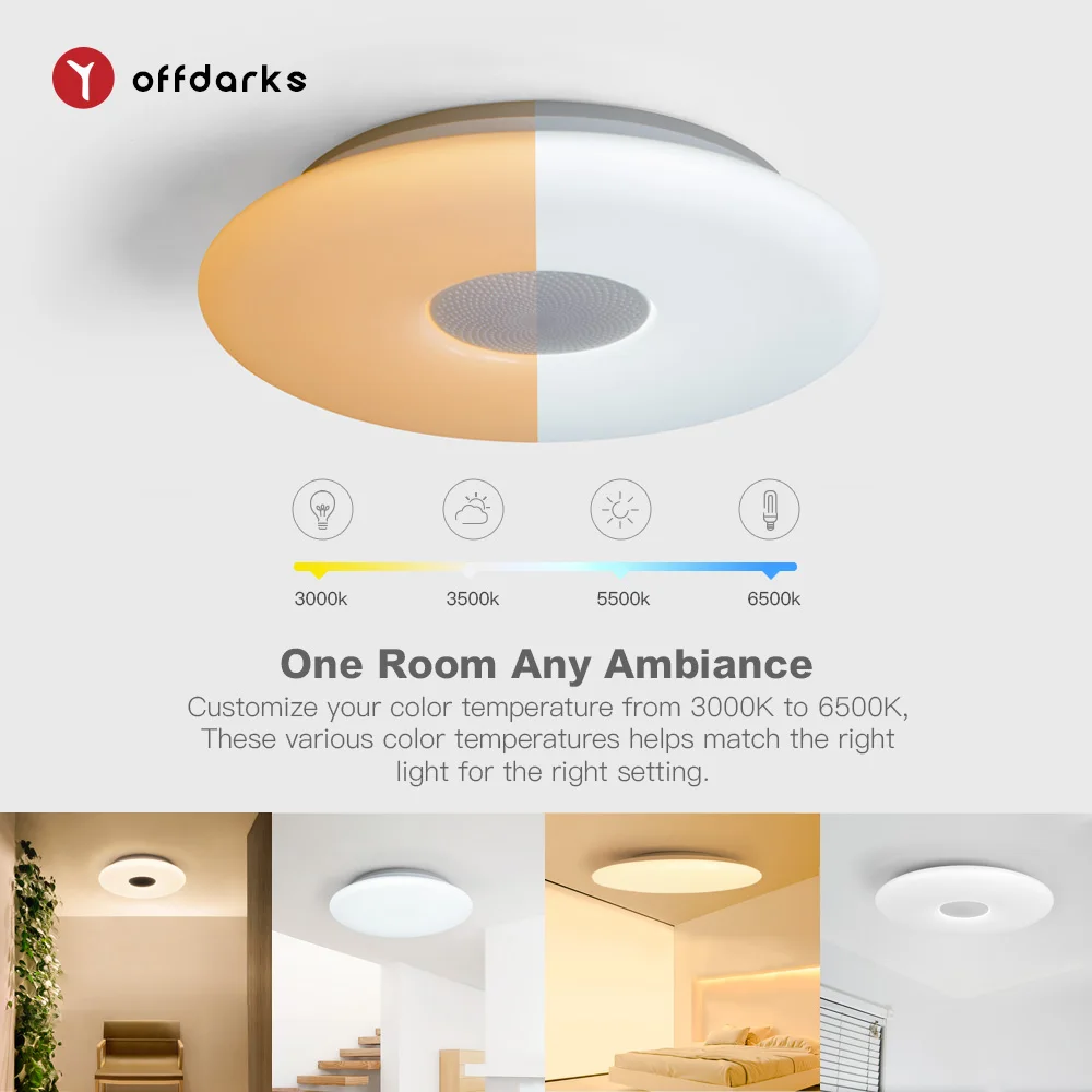 $65.79 OFFDARKS Smart LED Ceiling Lights WIFI Voice Control APP Control RGB Dimming Bluetooth Speaker Ceiling Lamp Kitchen Living Room