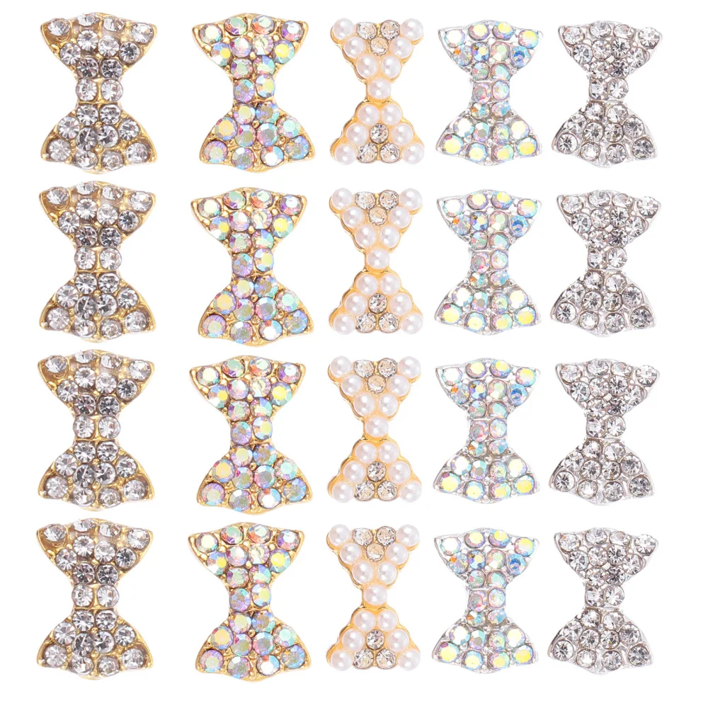 

50Pcs Nail Art Rhinestone Bow Beautiful Nail Tip Pendant DIY Decoration