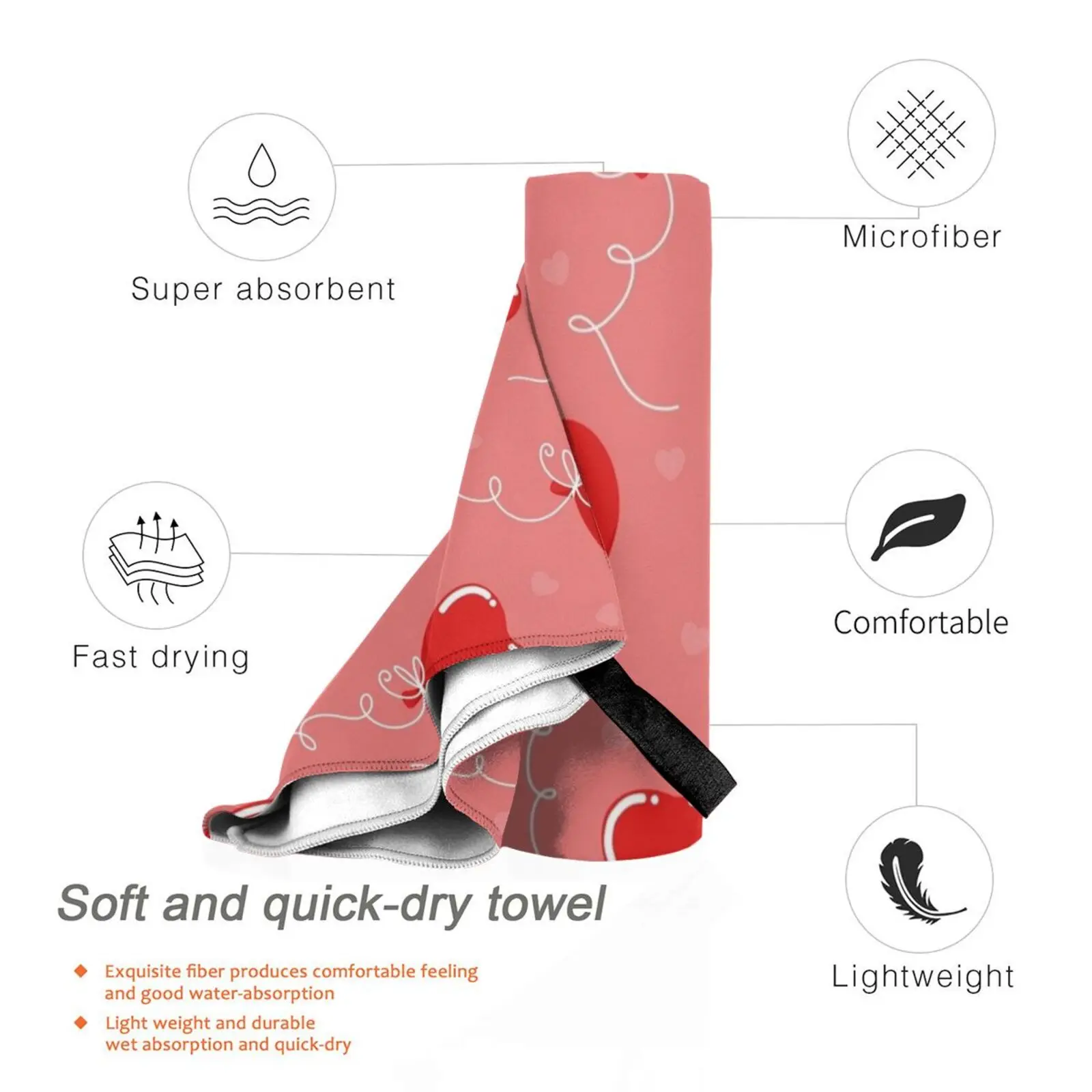 Быстросохнущее полотенце на День Св. Валентина спортивное для спортзала ванны