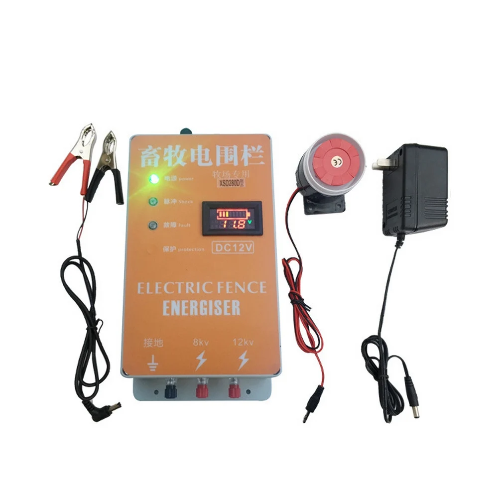 Солнечная электрическая изгородь Energizer 5/10/20 км высокое Напряжение импульсный контроллер животный Электрический забор для разведения забор пастырь с сигнализацией, хорошее качество