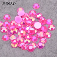 junao 6 7 8 mm jelly rose ab acrylic flatback rhinestones round nail crystal decoration non hotfix strass stones for clothes