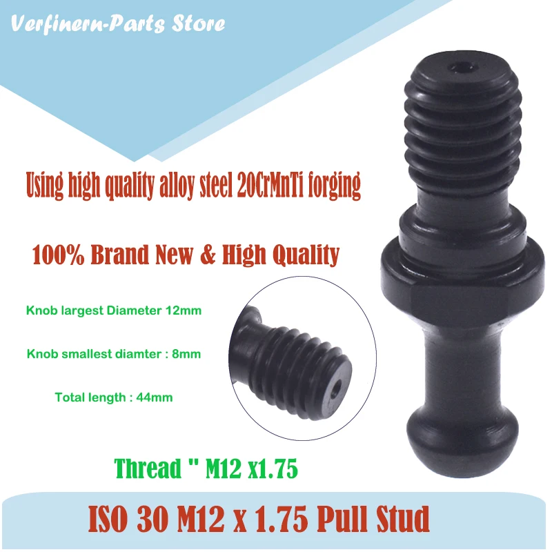 

Pouvoir ISO 30 M12 x 1.75 Pull Stud Retention Knob for HSD Spindle CNC 3PCS