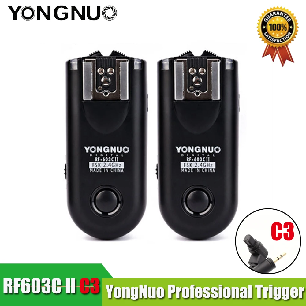 Светодиодная лампа для видеосъемки YONGNUO RF-603 II C3 радио Беспроводной дистанционный триггер для вспышки для Canon 1D 1DS 1DX 5D Mark II III 6D 5D 7D 50D 40D 30D 20D 10D