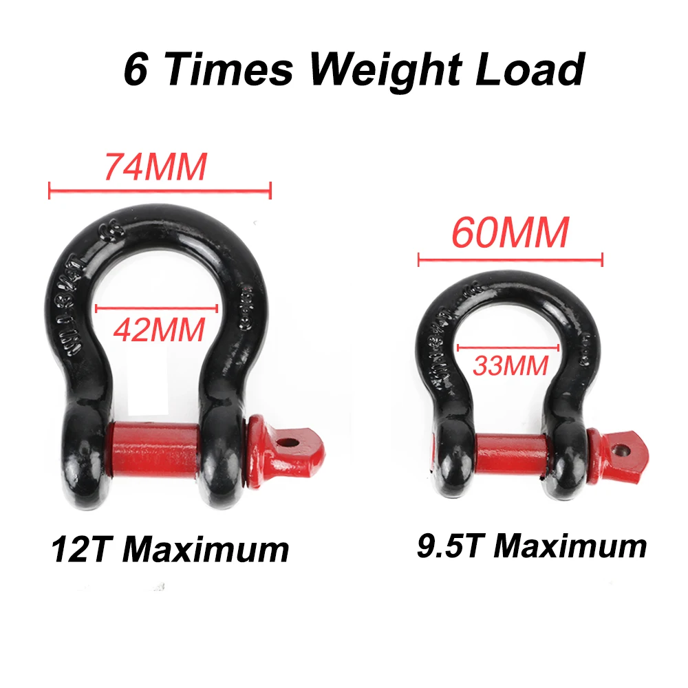 

2pcs Towing Rope Buckles D Ring Shackle Vault Heavy Duty Tow Hook 12T 19.5T For Off Road Trailer Car Emergency Recovery