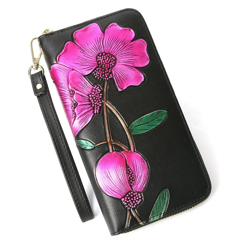 Цветочные женские кожаные кошельки клатч кошелек Роскошный бренд длинные и