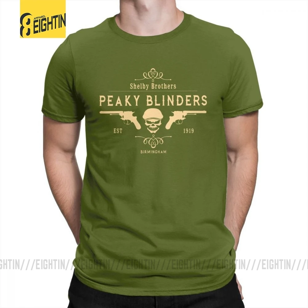 Армейский зеленый Peaky Blinders, футболка, Shelby Brothers, новинка, круглый вырез, короткий рукав, мужские белые футболки, хлопок, потрясающая одежда - Цвет: Армейский зеленый