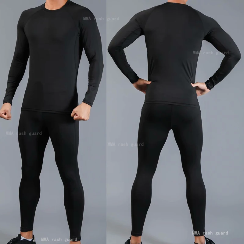 Мужское однотонное термобелье компрессионная одежда Рашгард Мужская