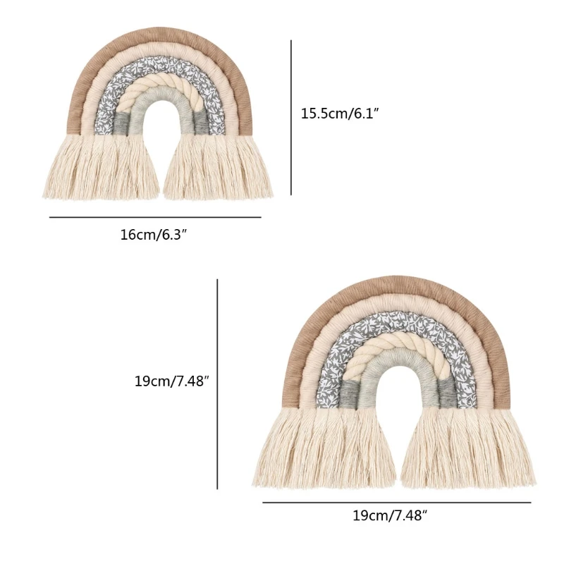 

Nordic Room Decoration Handmade Woven Cotton Rope Rainbow Hanging Decoration Wall Hanging Decor Photo Props