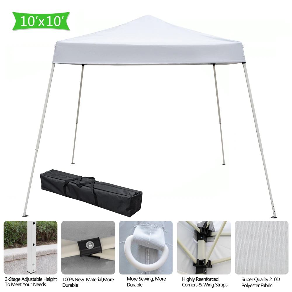 3x3M Portable Home Use Waterproof Folding Tent First-Rate Steel 210D Oxford Materials Easy to Install&Assemble Blue/White[US-W]