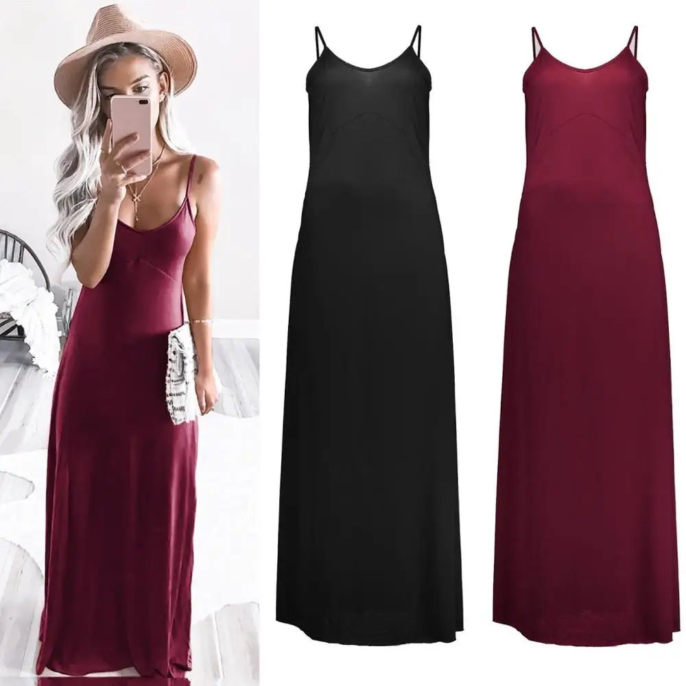 Сексуальное женское платье макси свободное без рукавов с v образным вырезом