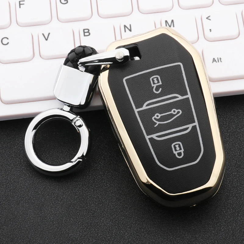 Цинковый сплав + световой кожаный чехол для автомобильных ключей крышка peugeot Citroen