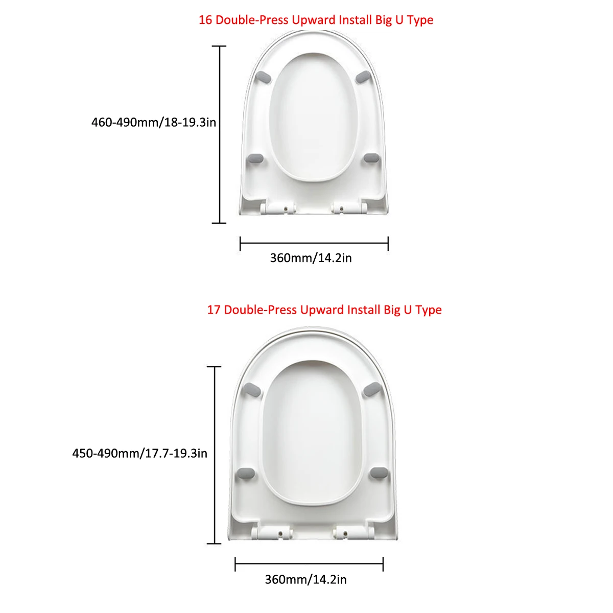 

1Pcs PP Universal Slow-Close Toilet Seat Lid Cover Set Thicken Replacement Antibacterial Square Round U Type Toilet Seats Cover