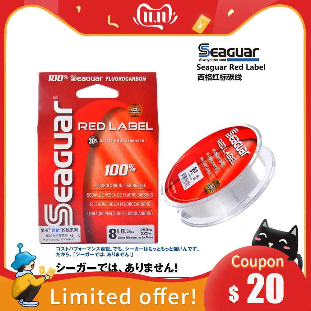 Seaguar Красная этикетка оригинальная 100% фторуглеродная леска 6lb 8lb 10lb 12lb морская или