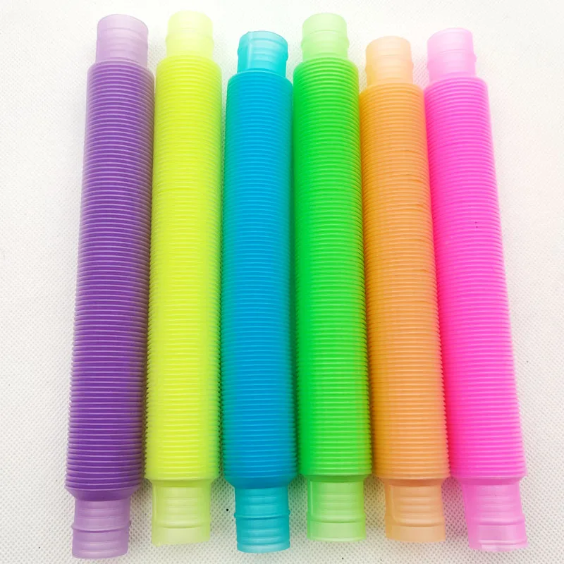 Leucht Spielzeug Rohre Sensorischen Spielzeug Für Kinder Fidget Stress Entlasten Spielzeug Autismus Anti-stress Kunststoff Faltenbalg Erwachsene Squeeze Geschenk