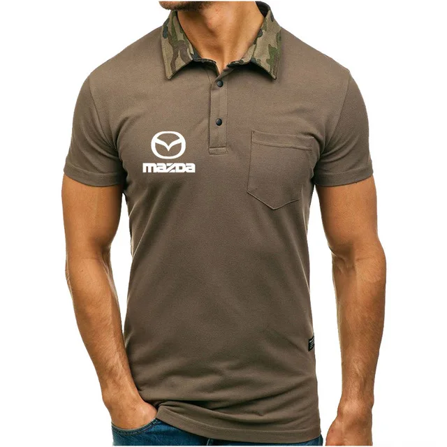 Мужская рубашка поло с коротким рукавом для Mazda логотипом автомобиля