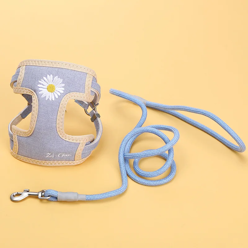 

Embroidery Mesh Cat Harness Set Fashion Breathable Pet Harness Laesh Set For Small Dogs Kitten Products Cat Collar Leash Sets