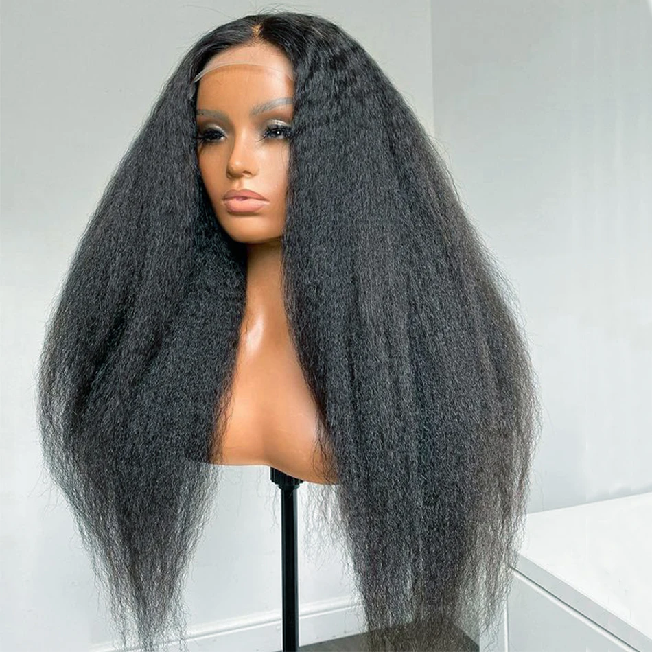 

Yaki 26 дюймов 180% Плотность курчавые прямые парики синтетические натуральные черные бесклеевые кружевные передние парики для женщин с Babyhair еж...