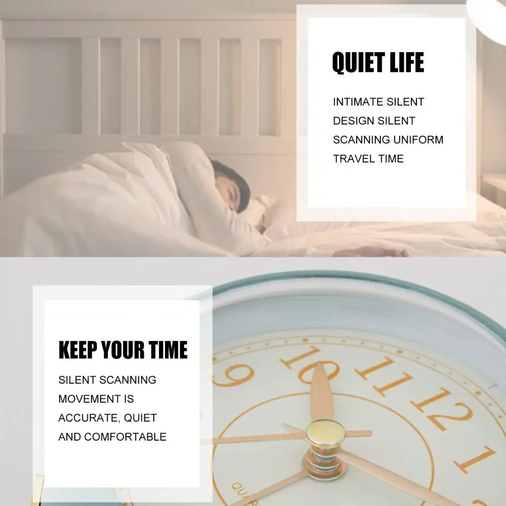 Маленький милый Настольный металлический круглый будильник светильник