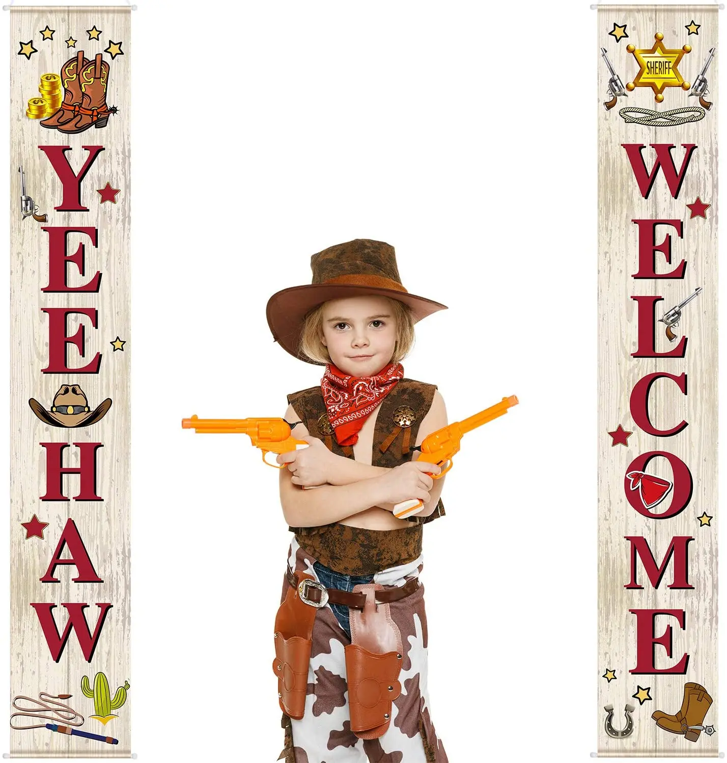 

Западная ковбойская гирлянда Yee Haw, набор украшений для вечерние, ковбойский знак для крыльца, ковбойский баннер, подвесное украшение, ковбо...