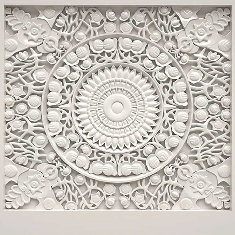 Пользовательские обои домашний декор Европейский стиль белый гипс резной 3D