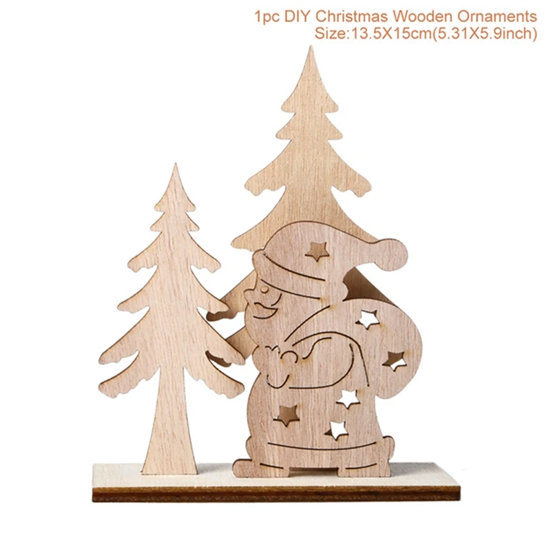 Wooden ornaments 1 HUIRAN, Рождественский деревянный поезд, украшения, деревянные рождественские украшения для дома,, Рождественский Декор, подарок для детей, счастливый год - Цвет: Wooden ornaments 1