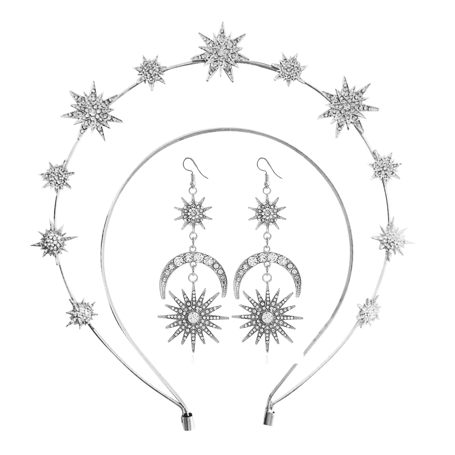 Halo Crown Moon Stars богиня Корона ободок тиара и короны для женщин Boho свадебный головной