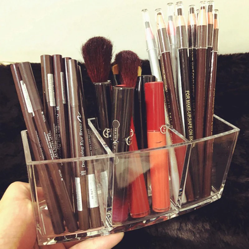 Прозрачный органайзер для макияжа акриловая коробка хранения кистей помады