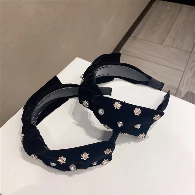 

Fashion Pearls velvet Hair Hoop Headband Hairband for Women Girls Rhinestone Ribbon Hair Band Hair Accessories